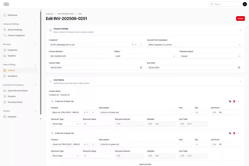 Screenshot of the software using Light Mode