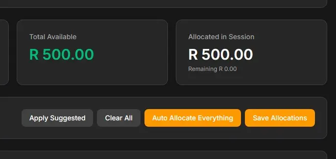 Screenshot of the OxyAccounting auto-allocation feature